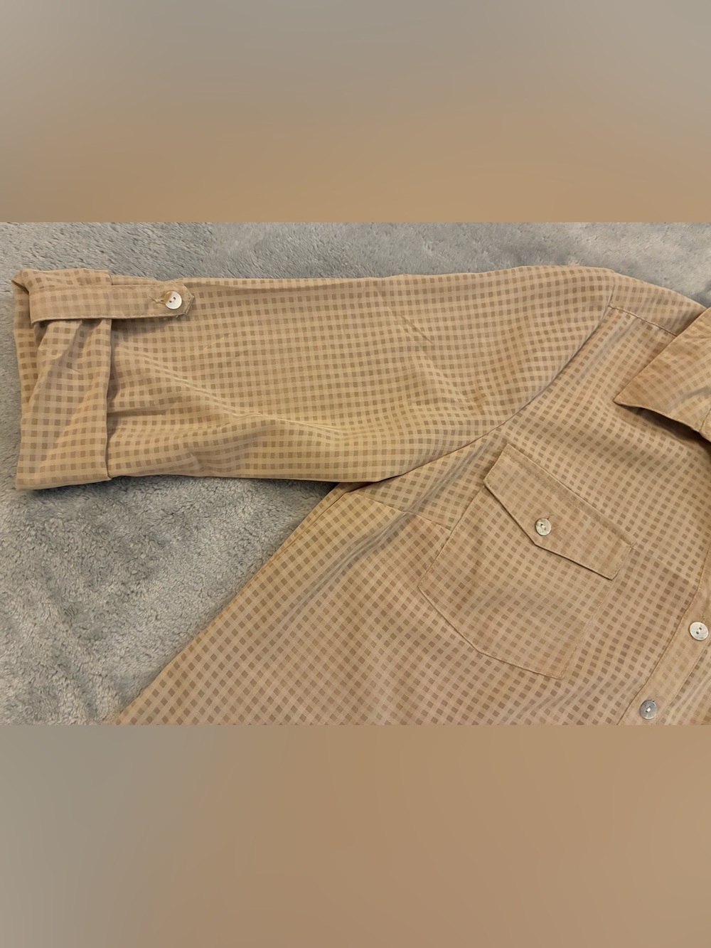 Women’s Kim Roger’s Brand Tan Button-Front Casual Shirt Size Petite Medium - Picture 4 of 11